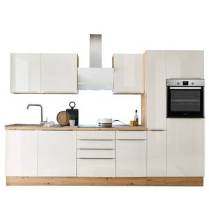 Cuisine Marleen I Blanc brillant / Imitation chêne Artisan - Largeur : 310 cm