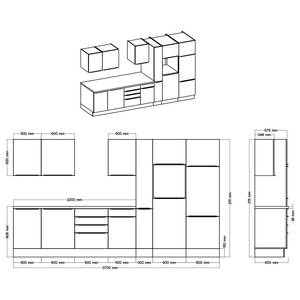 Cuisine Marleen I Blanc brillant / Blanc - Largeur : 370 cm