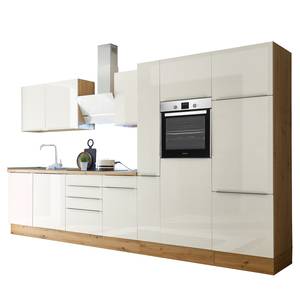 Keukenblok Marleen I Wit hoogglans/Eikenhouten Artisan look - Breedte: 370 cm