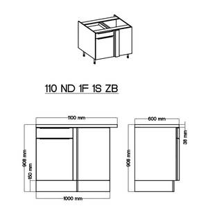 Hoek-keukenblok Marleen II Grijs/Eikenhouten Artisan look - Breedte: 220 cm