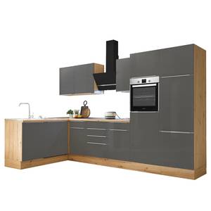 Hoek-keukenblok Marleen I Grijs/Eikenhouten Artisan look - Breedte: 340 cm