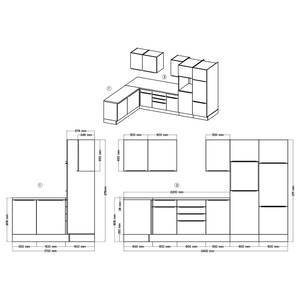 Hoek-keukenblok Marleen I Grijs/Eikenhouten Artisan look - Breedte: 340 cm