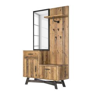 Compacte garderobe TAMATI massief pijnboomhout/metaal - pijnboomhout/zwart