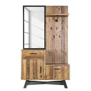 Compacte garderobe TAMATI massief pijnboomhout/metaal - pijnboomhout/zwart