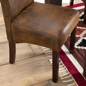 Gestoffeerde stoel Nello IV (set van 2) Bruin - Massief hout - Textiel - 47 x 108 x 64 cm
