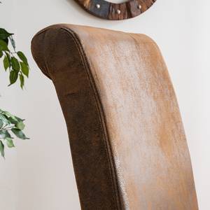 Chaise capitonnée Nello III Marron - Bois massif - Textile - 47 x 108 x 64 cm
