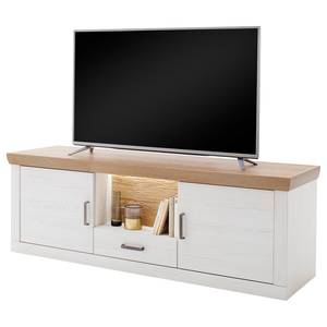Tv-meubel Marnay witte pijnboomhouten look/Grandson eikenhouten look - Breedte: 181 cm