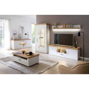 Tv-meubel Marnay witte pijnboomhouten look/Grandson eikenhouten look - Breedte: 181 cm