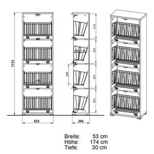 Schoenenkast Colorado II San Remo eikenhouten look - Hoogte: 174 cm