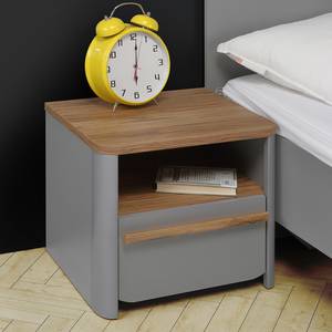 Comodino Twyford Grigio / Effetto noce