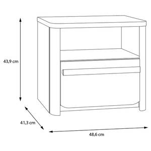 Table de chevet Twyford Blanc / Imitation noyer