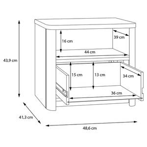 Table de chevet Twyford Blanc / Imitation noyer