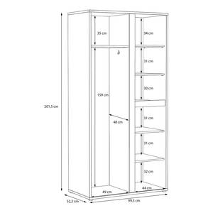 Kleiderschrank Callander Weiß / Beton Dekor