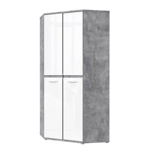 Armoire d’angle Callender Blanc / Imitation béton