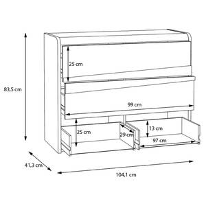 Ladekast Welney wit/grijs