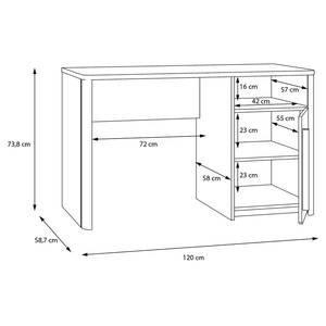 Bureau Twyford grijs/walnotenhouten look