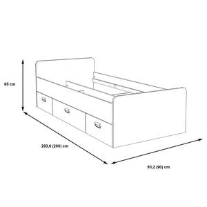 Einzelbett Upwell Weiß / Beton Dekor