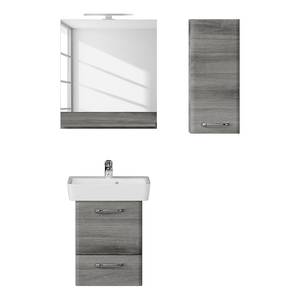Salle de bain Quickset 328 II (3 élém.) Avec éclairage inclus - Blanc / Imitation graphite structuré
