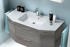Salle de bain Quickset 328 VI (5 élém.) Avec éclairage inclus - Blanc / Imitation graphite structuré