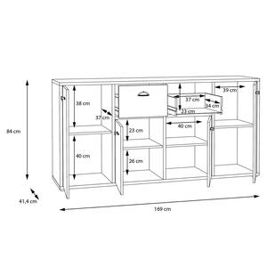 Dressoir Hosh oude eikenhouten look/mat grijs