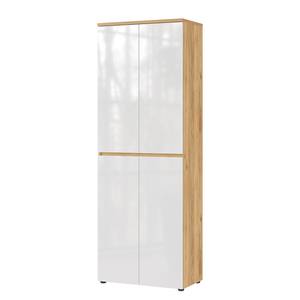 Armoire d’entrée Calvera Blanc brillant / Imitation chêne de Navarre - Largeur : 70 cm