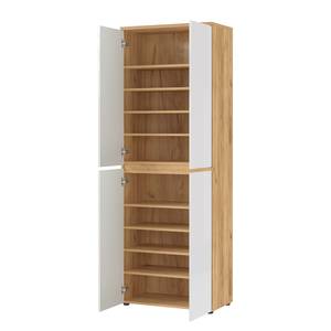 Garderobenschrank Calvera Hochglanz Weiß / Eiche Navarra Dekor - Breite: 70 cm