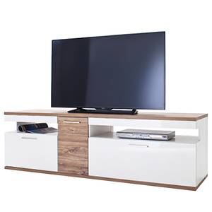 Tv-meubel Sonya II hoogglans wit/eikenhouten look