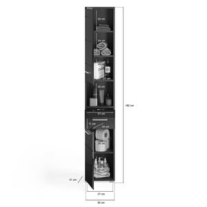 Armoire haute Linus Noir - En partie en bois massif - 30 x 182 x 31 cm