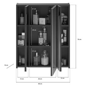 Badkamerset Collie VI (2-delig) inclusief verlichting - hoogglans zwart/zwart