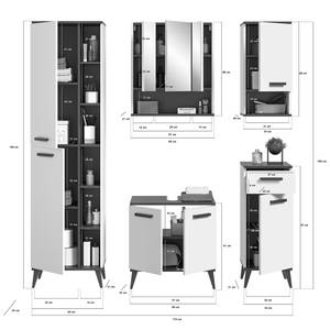 Badmöbelset Howick I (5-teilig) Ohne Beleuchtung - Weiß / Anthrazit
