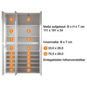 Garderobenschrank Mirror Weiß - Breite: 111 cm