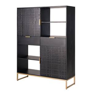 Highboard Bursa Mango massiv - Schwarz / Gold