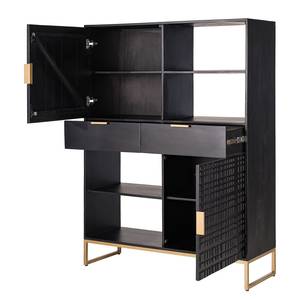 Highboard Bursa massief mangohout - zwart/goudkleurig