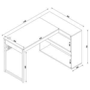 Bureau d’angle Zande Imitation noyer arbre / Noir