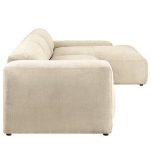 Ecksofa Lordelo 3-Sitzer mit Longchair Cordstoff Licia: Beige - Longchair davorstehend rechts