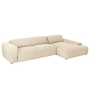 Ecksofa Lordelo 3-Sitzer mit Longchair Cordstoff Licia: Beige - Longchair davorstehend rechts