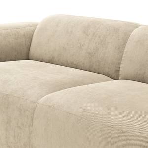 Ecksofa Lordelo 3-Sitzer mit Longchair Cordstoff Licia: Beige - Longchair davorstehend rechts