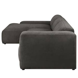 Hoekbank Lordelo 3-zits + chaise longue Corduroy Licia: Antracietkleurig - Longchair vooraanzicht links