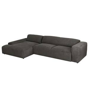 Hoekbank Lordelo 3-zits + chaise longue Corduroy Licia: Antracietkleurig - Longchair vooraanzicht links