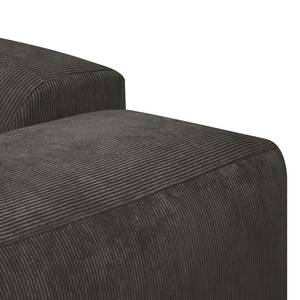 Hoekbank Lordelo 3-zits + chaise longue Corduroy Licia: Antracietkleurig - Longchair vooraanzicht links