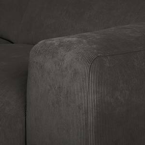 Hoekbank Lordelo 3-zits + chaise longue Corduroy Licia: Antracietkleurig - Longchair vooraanzicht links