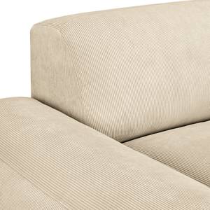 Hoekbank Lordelo 3-zits + chaise longue Corduroy Licia: Beige - Longchair vooraanzicht links