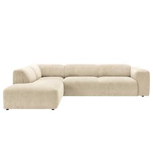 Ecksofa Lordelo mit Ottomane Cordstoff Licia: Beige - Ottomane davorstehend links