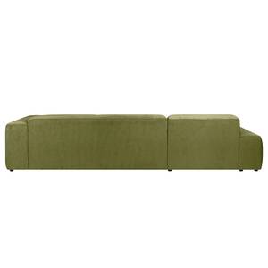 Ecksofa Lordelo 3-Sitzer mit Longchair Cordstoff Licia: Lindgrün - Longchair davorstehend links