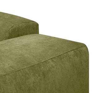 Ecksofa Lordelo 3-Sitzer mit Longchair Cordstoff Licia: Lindgrün - Longchair davorstehend links