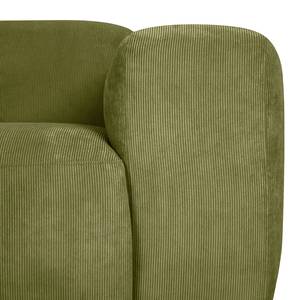 Ecksofa Lordelo 3-Sitzer mit Longchair Cordstoff Licia: Lindgrün - Longchair davorstehend links