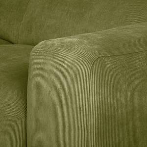 Ecksofa Lordelo 3-Sitzer mit Longchair Cordstoff Licia: Lindgrün - Longchair davorstehend links