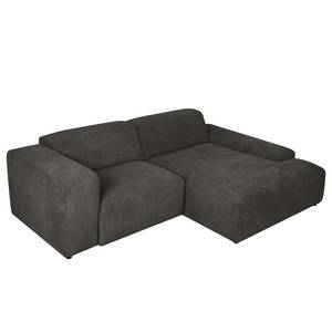 Ecksofa Lordelo 1,5-Sitzer mit Longchair Cordstoff Licia: Anthrazit - Longchair davorstehend rechts