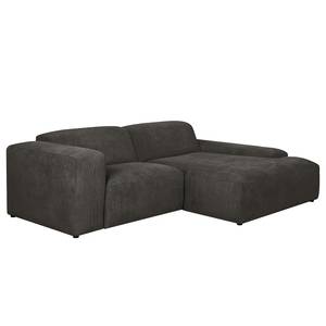 Ecksofa Lordelo 1,5-Sitzer mit Longchair Cordstoff Licia: Anthrazit - Longchair davorstehend rechts