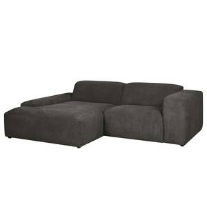 Ecksofa Lordelo 1,5-Sitzer mit Longchair Cordstoff Licia: Anthrazit - Longchair davorstehend links